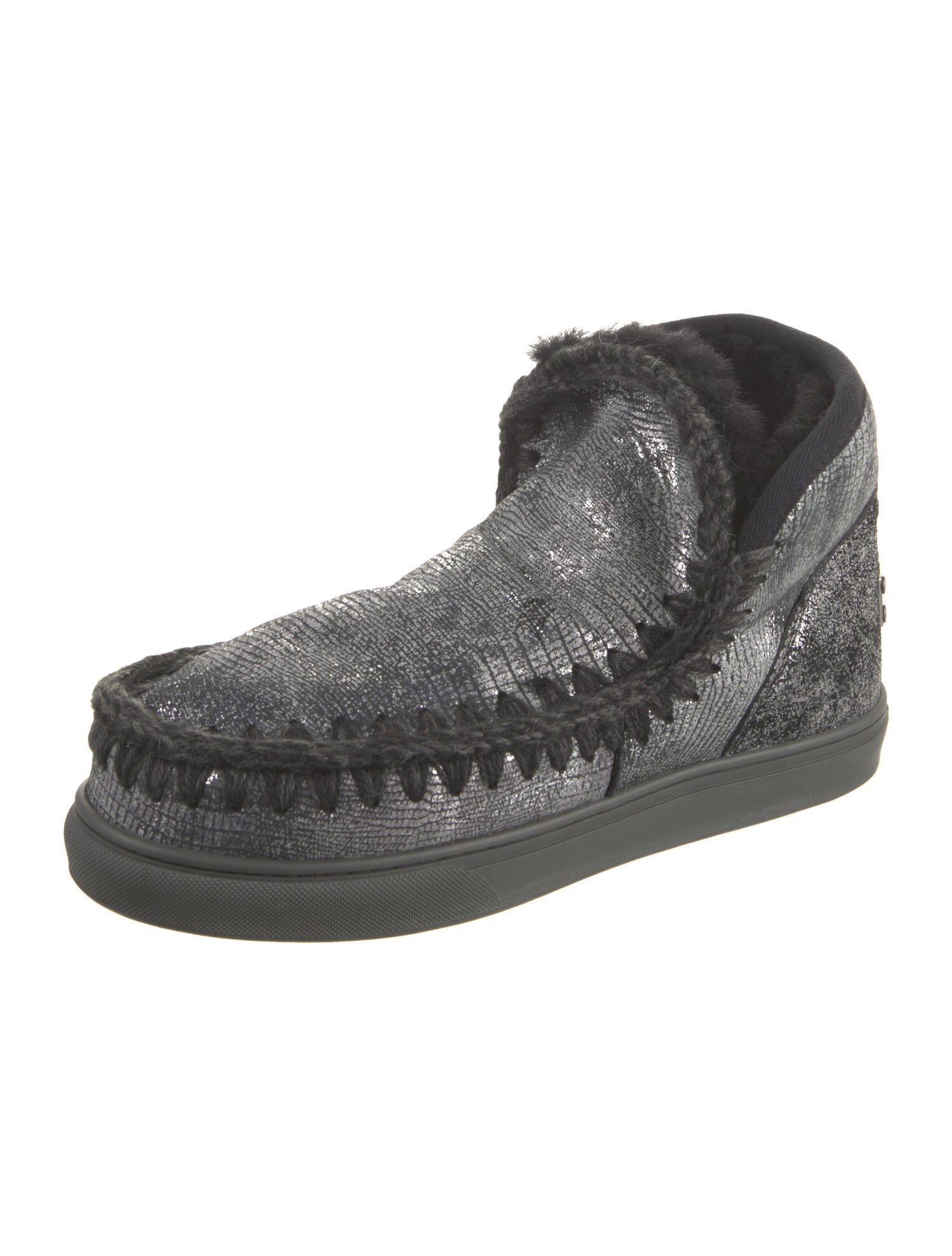 Mou Suede Crochet Trim Lace-Up Boots