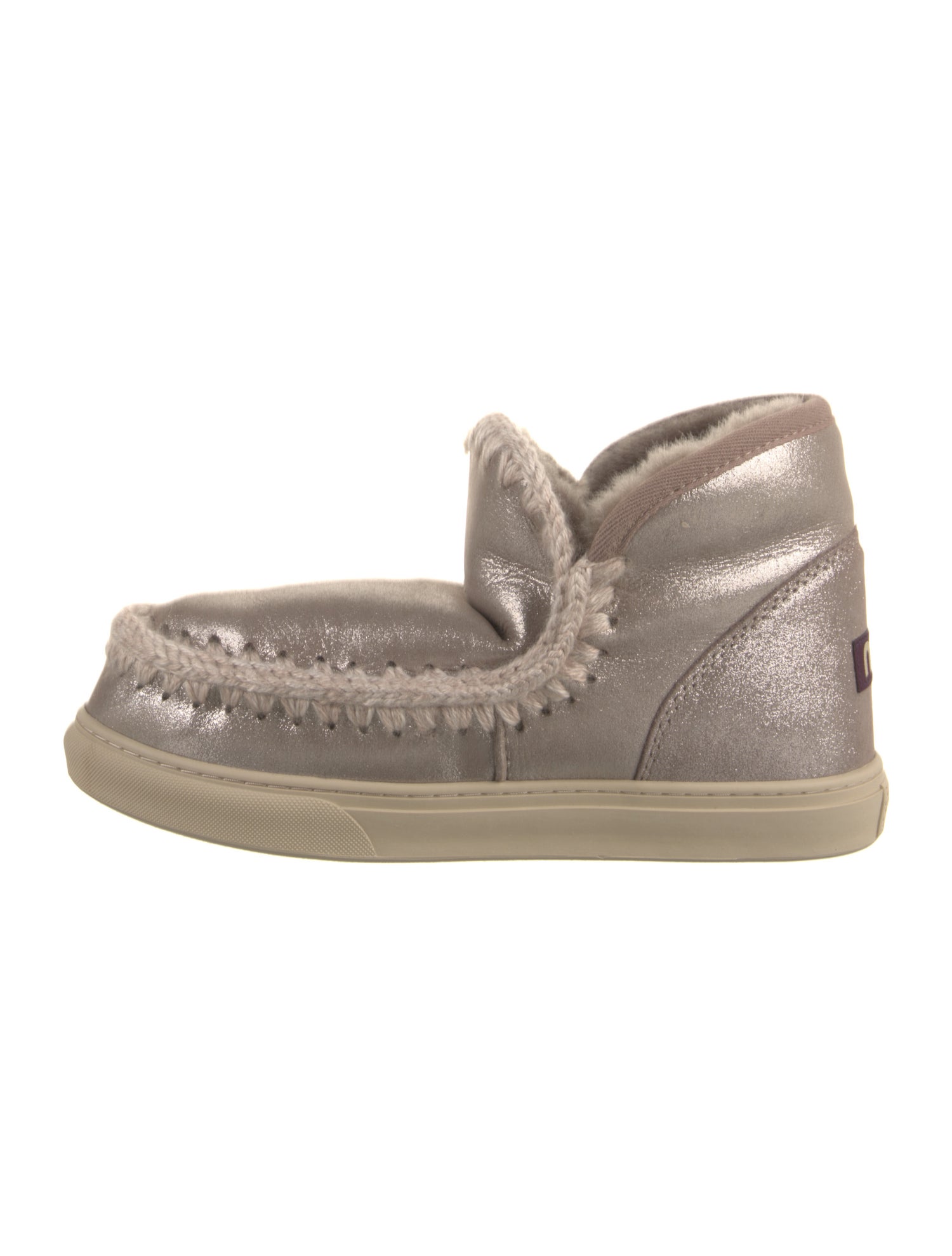 Mou Glitter Colorblock Pattern Lace-Up Boots