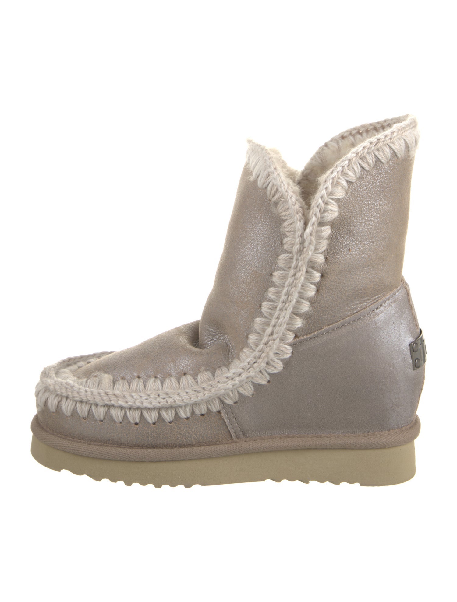 Mou Crochet Trim Lace-Up Boots