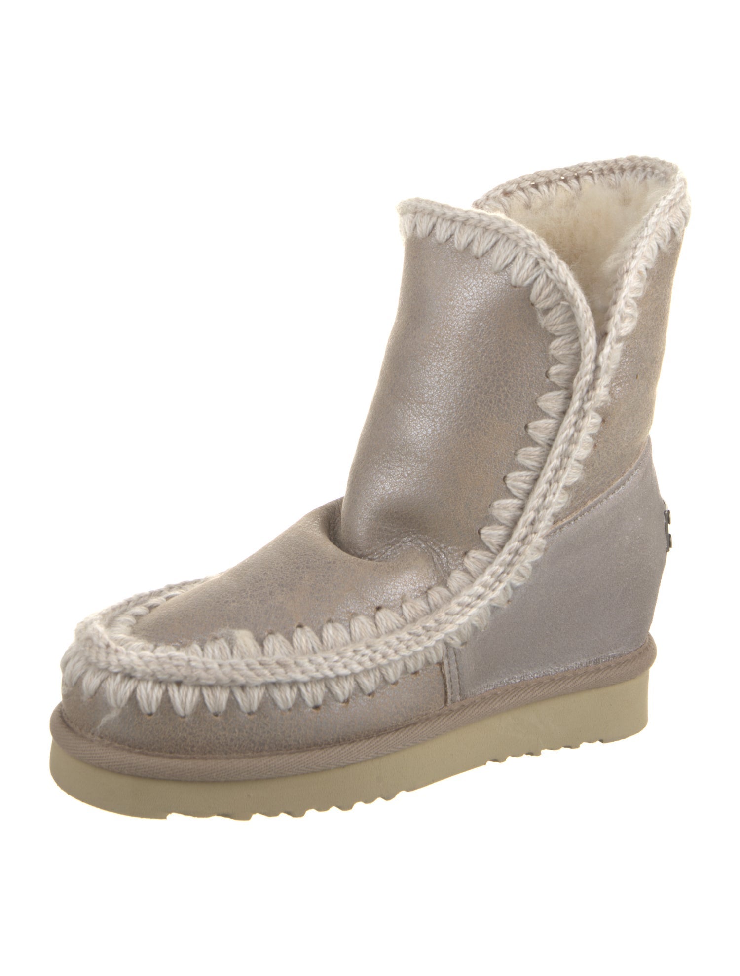 Mou Crochet Trim Lace-Up Boots