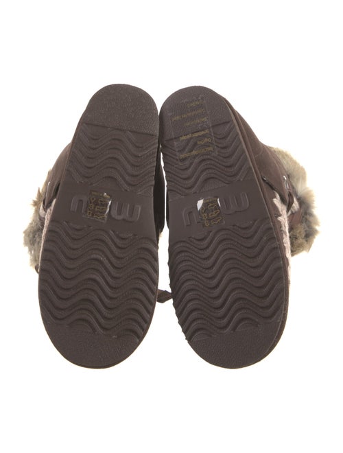 Mou Suede Embroidered Accent Lace-Up Boots