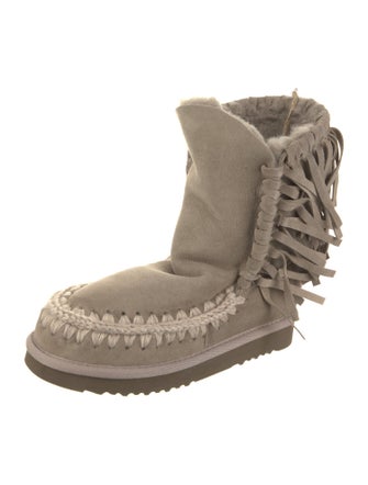 Mou Suede Embroidered Accent Boots