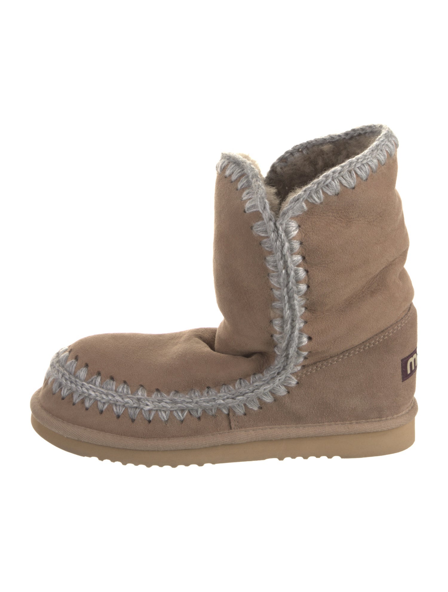 Mou Suede Embroidered Accent Boots