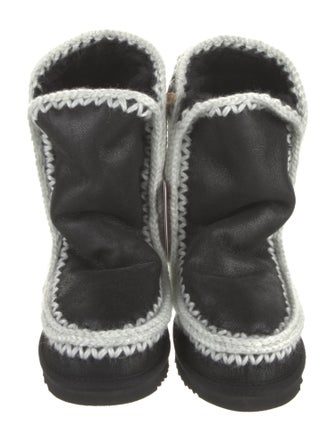 Mou Leather Embroidered Accent Boots