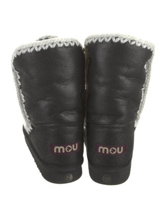 Mou Leather Embroidered Accent Boots