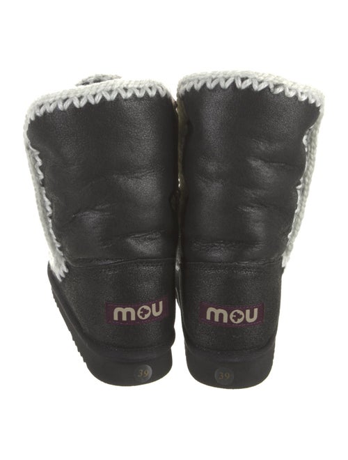 Mou Leather Embroidered Accent Boots