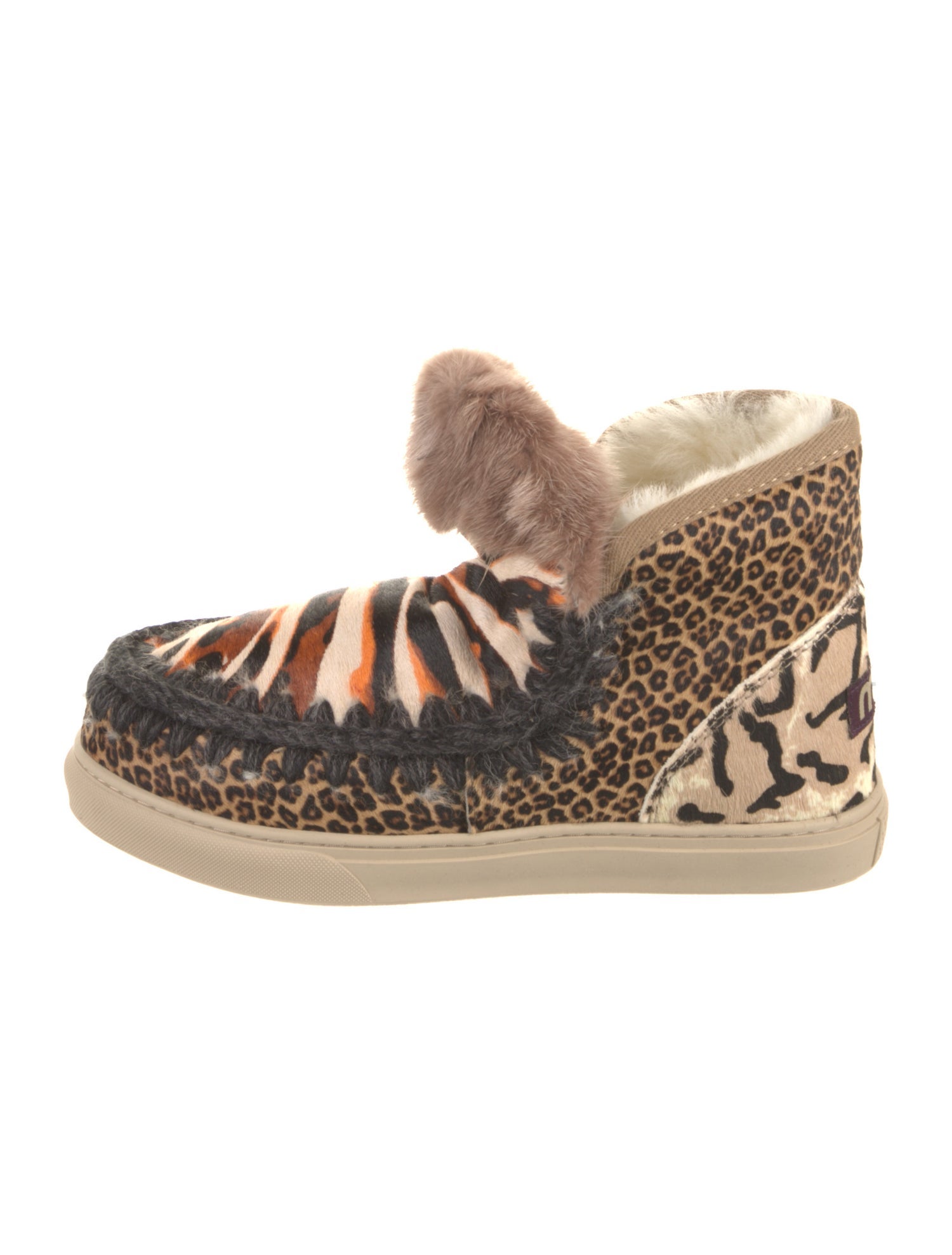 Mou Ponyhair Animal Print Boots