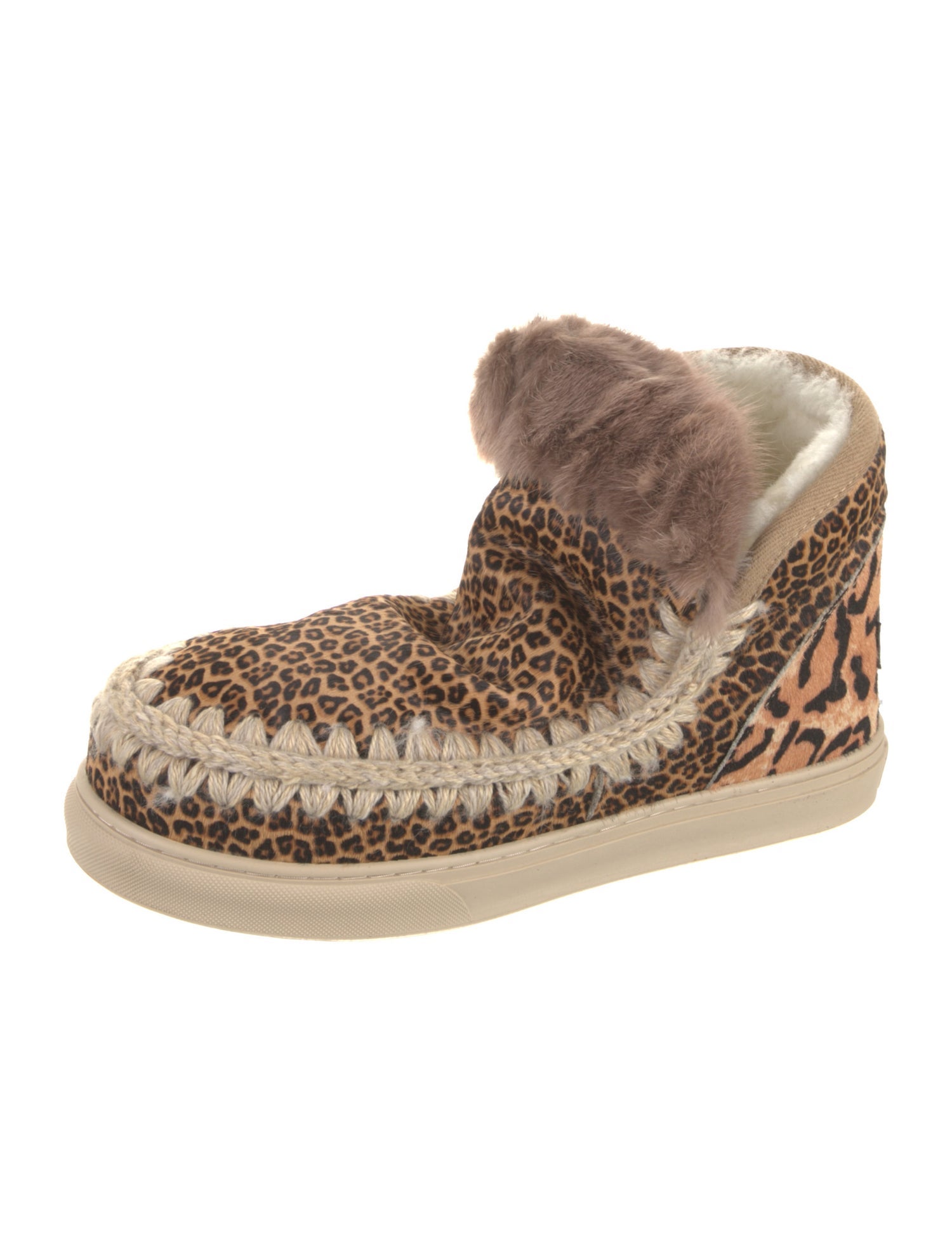 Mou Ponyhair Animal Print Boots