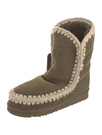 Mou Suede Embroidered Accent Boots