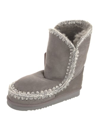 Mou Suede Embroidered Accent Boots