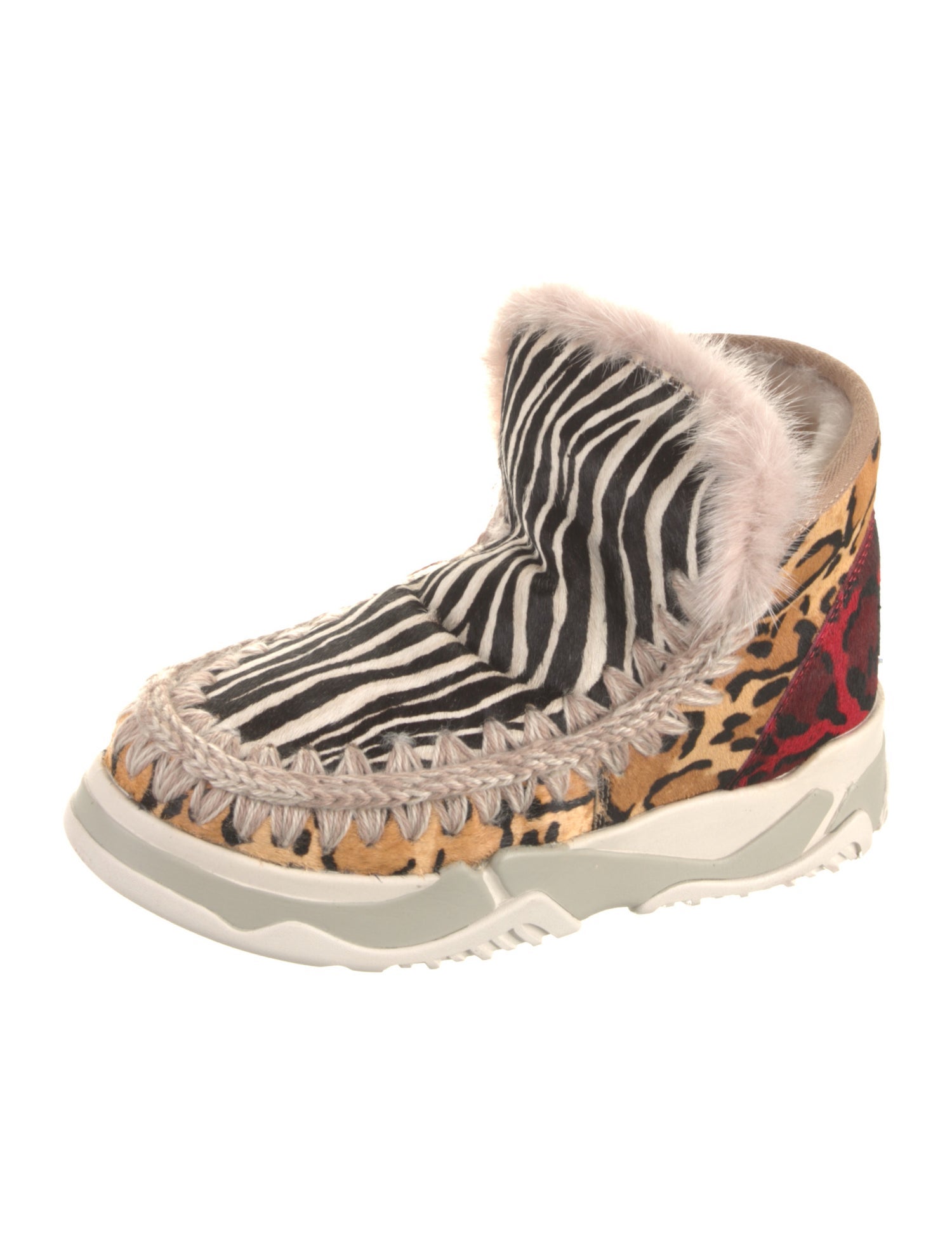 Mou Ponyhair Animal Print Boots