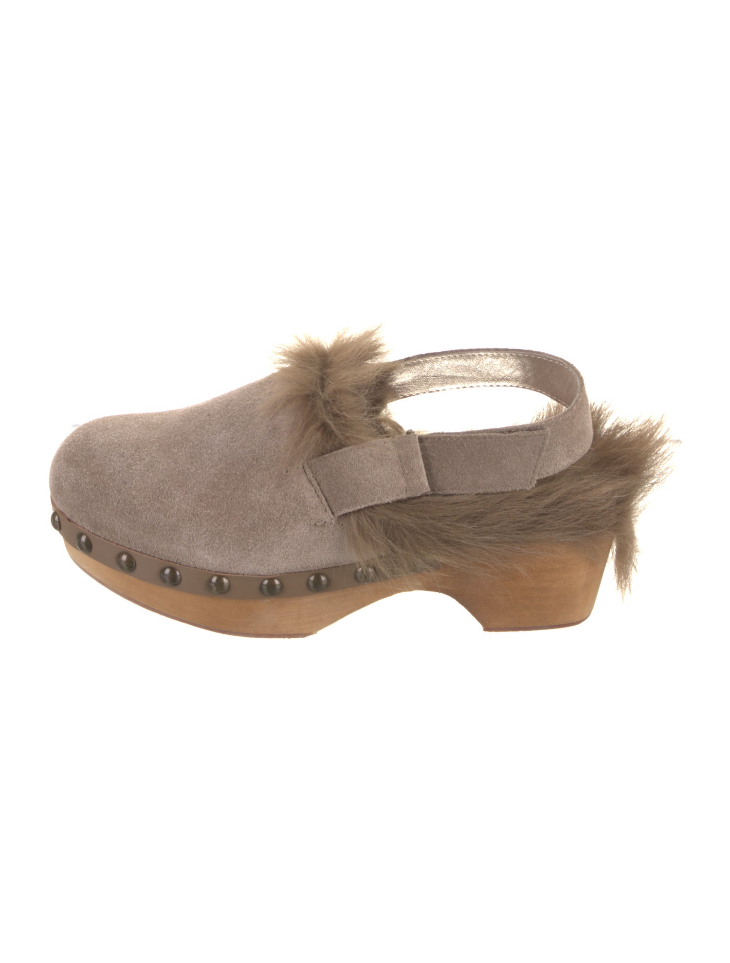 Mou Suede Faux Fur Trim Slingback Flats