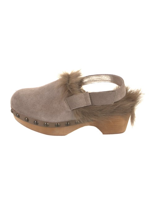 Mou Suede Faux Fur Trim Slingback Flats