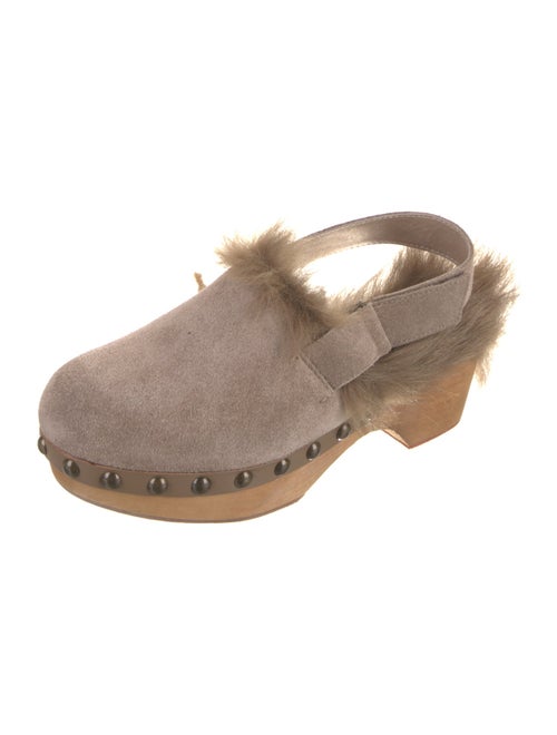 Mou Suede Faux Fur Trim Slingback Flats