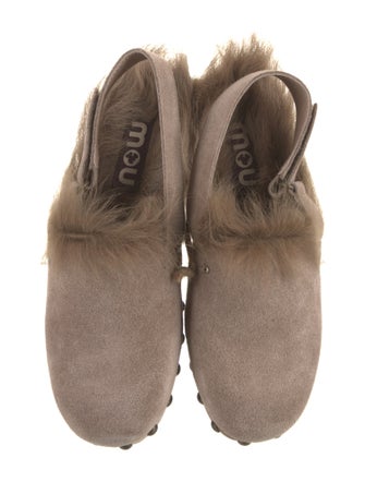 Mou Suede Faux Fur Trim Slingback Flats