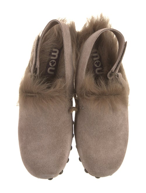 Mou Suede Faux Fur Trim Slingback Flats