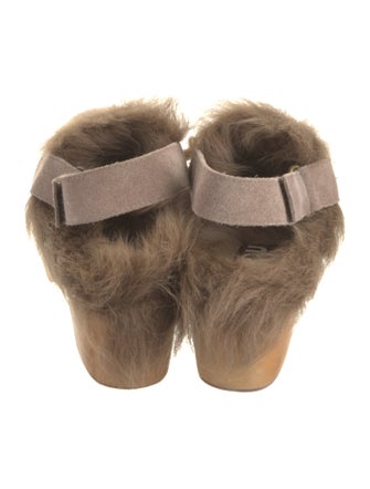 Mou Suede Faux Fur Trim Slingback Flats