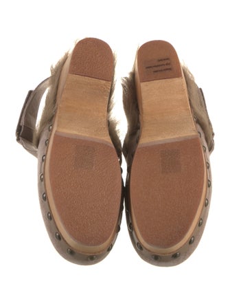 Mou Suede Faux Fur Trim Slingback Flats