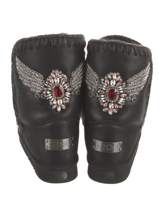 Mou Suede Crystal Embellishments Boots