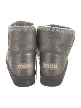 Mou Leather Lace Trim Embellishment Boots