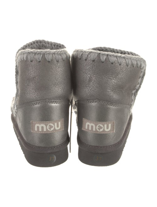 Mou Leather Lace Trim Embellishment Boots