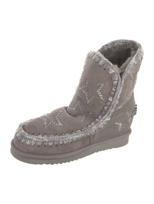 Mou Suede Patterned Combat Boots