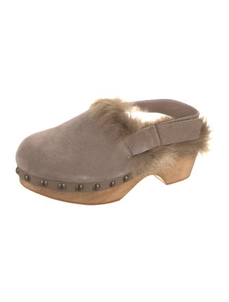 Mou Suede Faux Fur Trim Mules