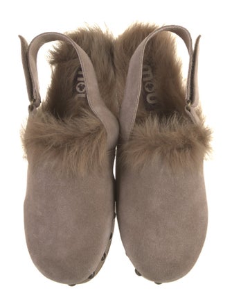 Mou Suede Faux Fur Trim Mules