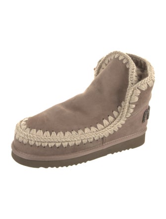 Mou Suede Embroidered Accent Boots