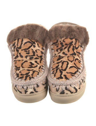 Mou Ponyhair Animal Print Hiking Boots