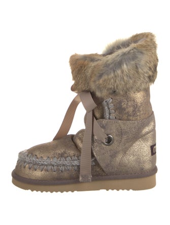 Mou Fur Trim Lace-Up Boots
