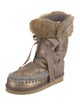 Mou Fur Trim Lace-Up Boots