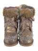 Mou Fur Trim Lace-Up Boots