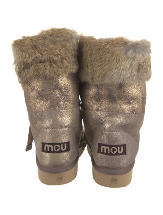 Mou Fur Trim Lace-Up Boots
