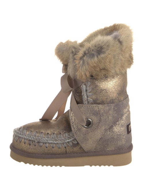 Mou Suede Fur Trim Lace-Up Boots