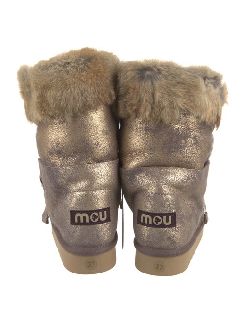 Mou Suede Fur Trim Lace-Up Boots