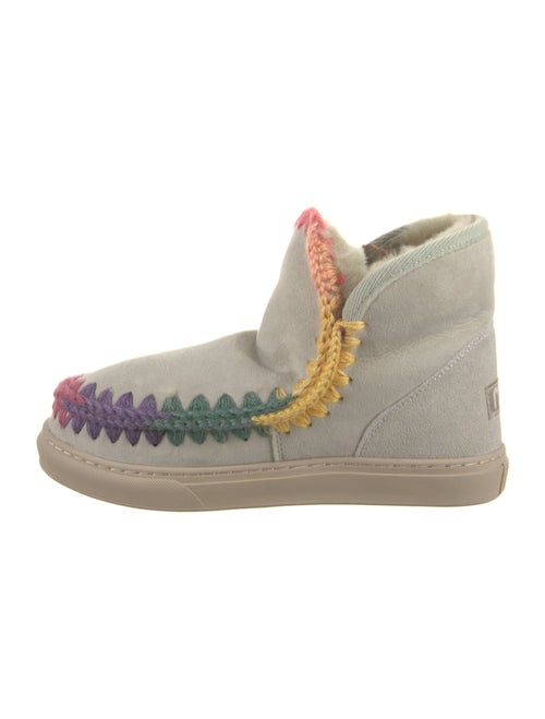 Mou Suede Colorblock Pattern Lace-Up Boots