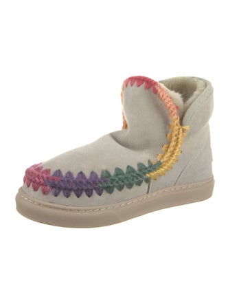 Mou Suede Colorblock Pattern Lace-Up Boots