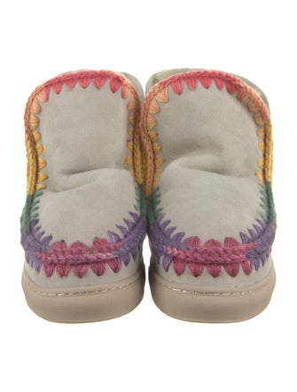 Mou Suede Colorblock Pattern Lace-Up Boots