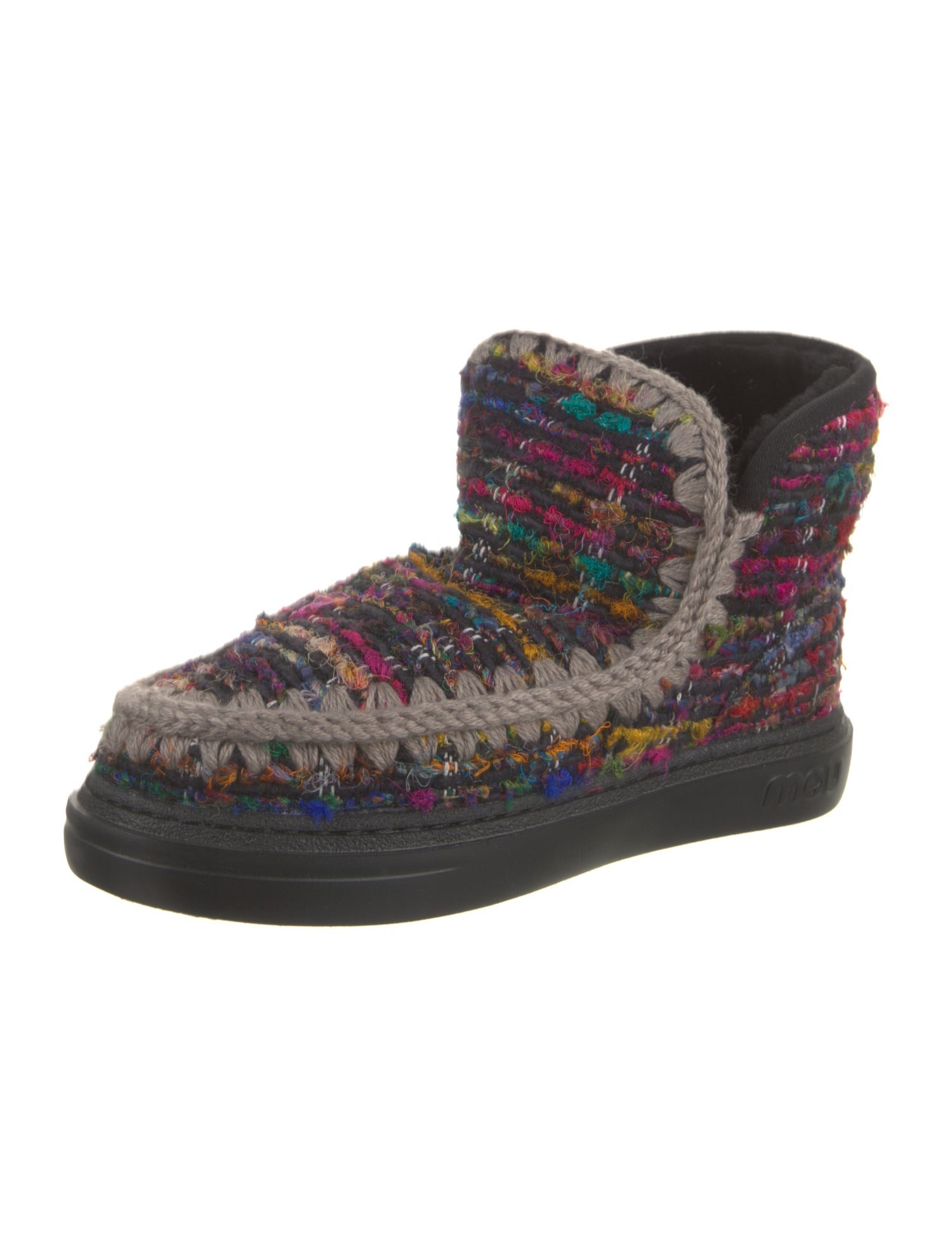 Mou Tweed Printed Lace-Up Boots