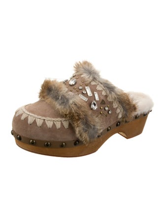 Mou Suede Crystal Embellishments Mules