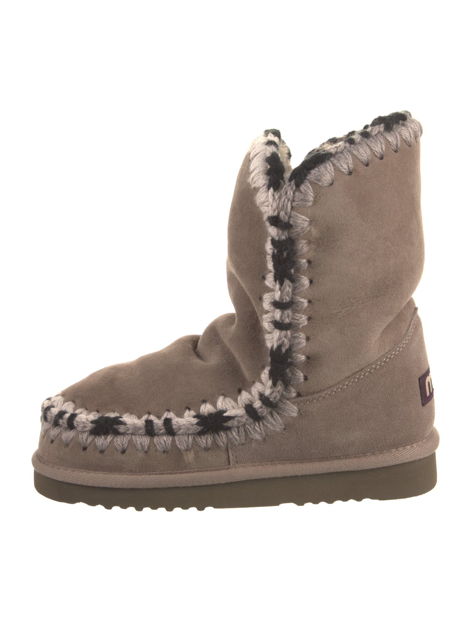 Mou Suede Colorblock Pattern Combat Boots