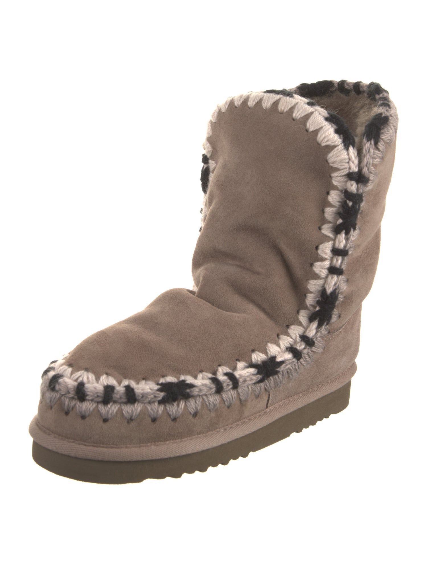 Mou Suede Colorblock Pattern Combat Boots