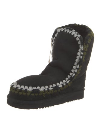 Mou Suede Crochet Trim Snow Boots