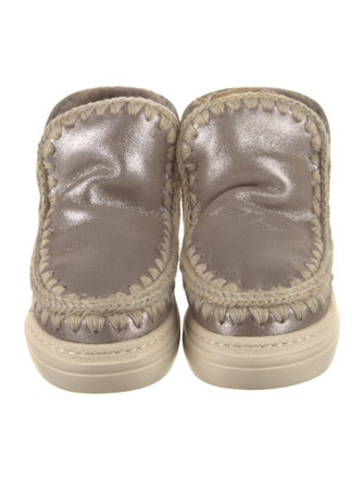 Mou Leather Colorblock Pattern Lace-Up Boots