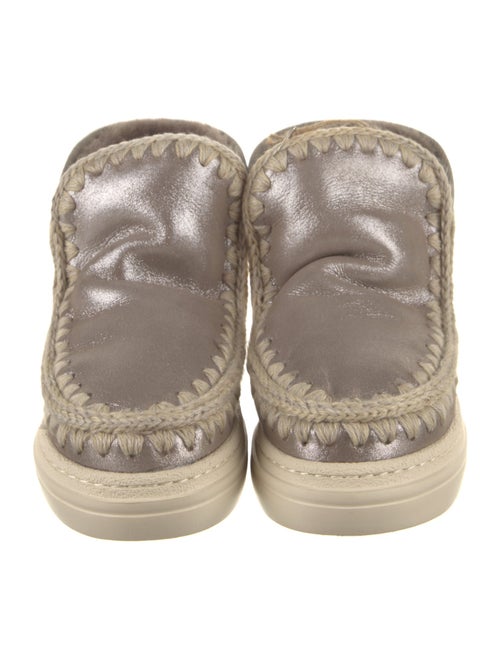 Mou Leather Colorblock Pattern Lace-Up Boots