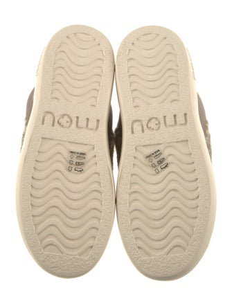 Mou Leather Colorblock Pattern Lace-Up Boots