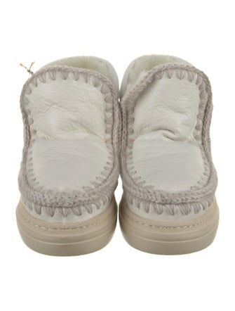 Mou Leather Colorblock Pattern Lace-Up Boots