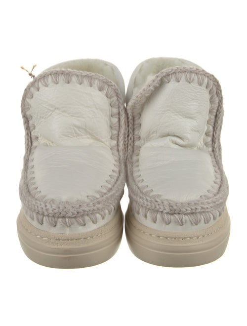 Mou Leather Colorblock Pattern Lace-Up Boots