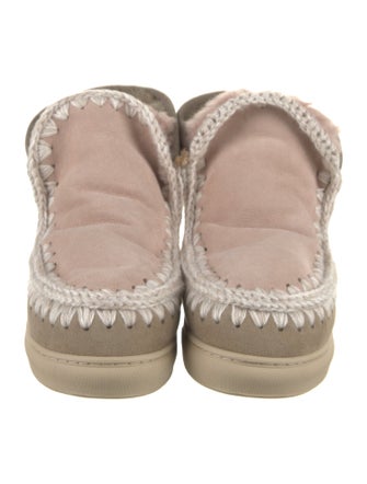 Mou Suede Colorblock Pattern Lace-Up Boots